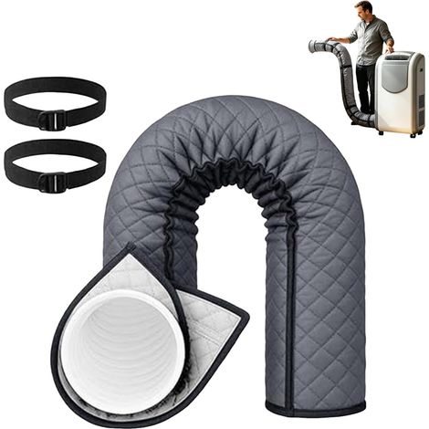 Protection Portable pour Tuyau de Climatisation, Gaine Isolation Climatiseur Enveloppe Isolante Triple Couche Ajustable avec 3 Colliers pour (1/5)