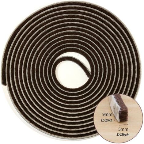Weather Stripping Brush for Sliding Windows/Doors Frame Side,Pile Self Adhesive Weatherstrip Seal Strip Sealer Draft Stoppers (9mmx5mmx6m, brun) (1/4)