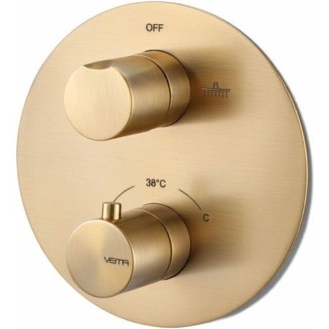 Miscelatore doccia termostatico incasso acciaio inox Vema WELLNESS STEEL V08115 - Oro Spazzolato (1/3)