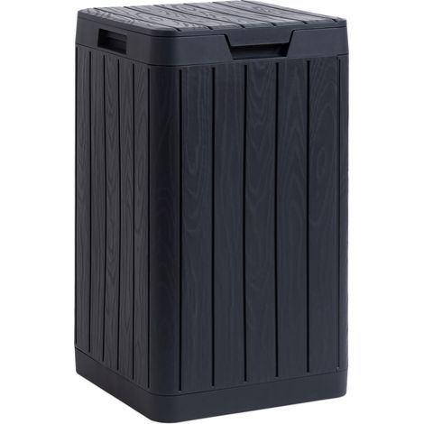 Toomax Rio Garden Bin pattumiera da giardino da 80 litri, 38x38x65h cm, colore nero con maniglie e portasacco, top con apertura a pressione, resistente ai raggi UV, per esterni