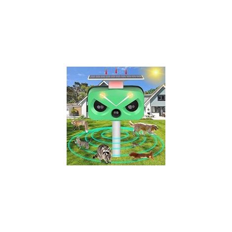 Répulsif pour animaux d'extérieur à ultrasons avec mouvement, capteur de lumière et son pour chat/oiseau/cerf/mouffette/rat/écureuil Dispositifs dissuasifs pour cour, jardin, ferme, terrasse (1/5)