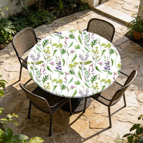 Nappe ronde Ø 90cm lavable avec élastique pour jardin & cuisine