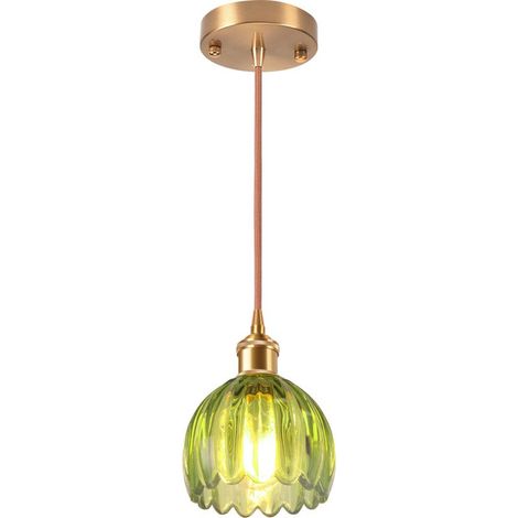 Suspension Luminaire En Verre Plafonnier D'Intérieur Vintage Lustre Rétro Suspension Moderne En Verre Pour Chambre, Salon, Couloir Vert (1/5)
