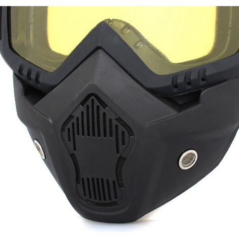 Lunettes rétro style Harley, casque tout-terrain, protection anti-sable et vent, équipement moto, masque facial ancien + verres jaunes renforcés, exclusivité Asie du Sud-Est, ski. (1/5)