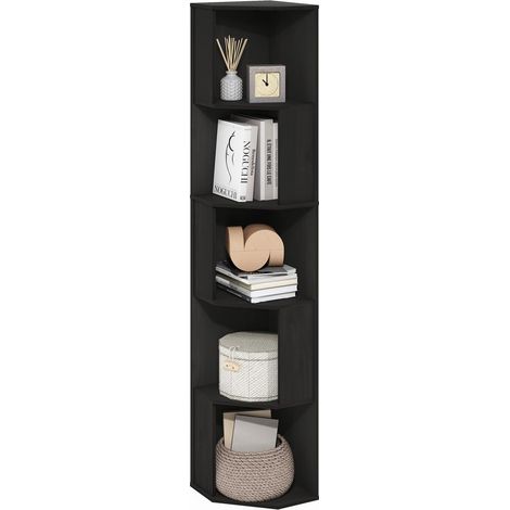 Étagère d'angle, Bibliothèque d'angle À 8 Niveaux, Rangement, Présentoir Étagère À Livres, Rangement, Salon/Bureau, Blanc, Espresso (1/5)