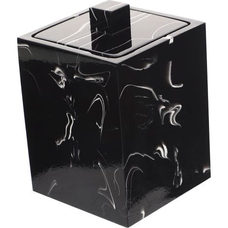 Boîte de Rangement Coton Tiges Compacte Motif Marbre Noir Organisateur Portable pour et Cure Dents Petite Boîte Pratique pour Salle de Bain et Voyage (1/5)