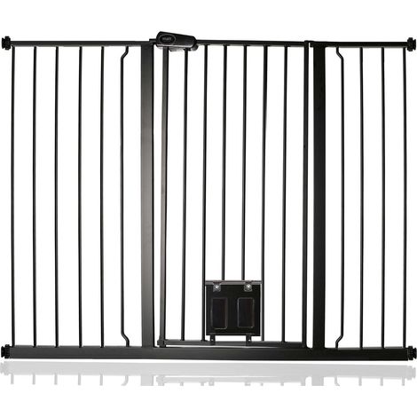 Bettacare Barrière Pour Chien Avec Trappe Verrouillable, 126,7cm - 134,3cm, Hauteur 104cm, Couleur Noir