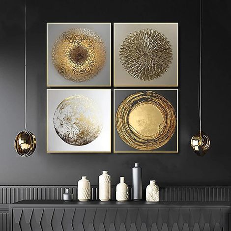 Wandbilder Leinwand abstrakte Gold 4 4PCS-50x50cm Abstraktes Gold 2 (1/5)