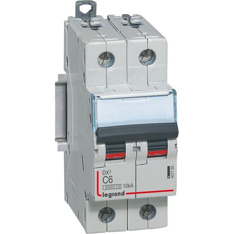 407780 Disjoncteur Bipolaire 6a - 2p Courbe C - 6/10ka - à Vis - Legrand Dx3