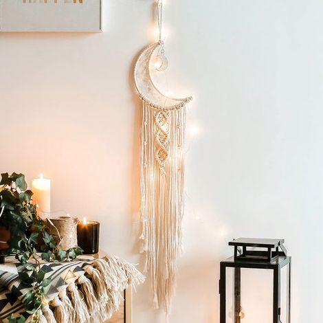 Dailygoods - Tapiz de pared de macramé bohemio - Atrapasueños de luna de ganchillo (1/5)