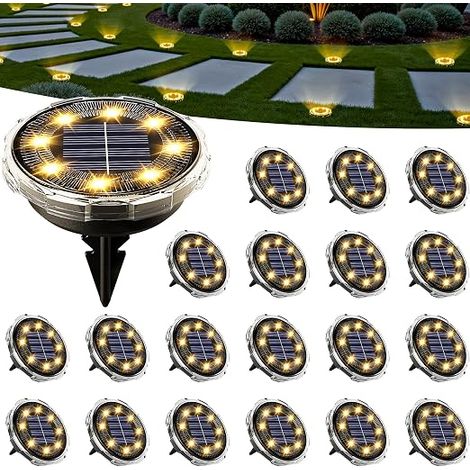20 Pack Solar LED Lights for Outdoor, Garden, IP65 Waterproof, Solar Garden Lighting, Paths (Warm White) (1/5)