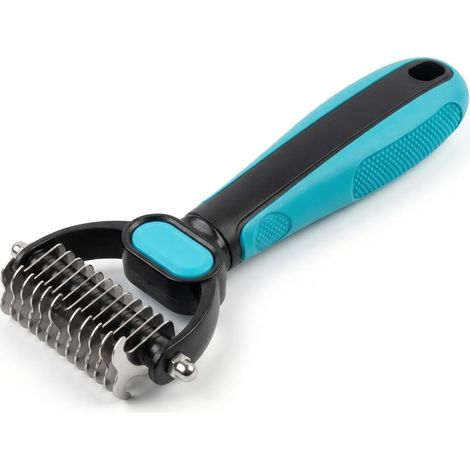 Detangling Brush for Dogs and Cats Care for Medium and Long Hair, Effective Knots and Undercoat Removal, Soft Massage, Multifunctional Grooming Accessory, Blue (1/5)