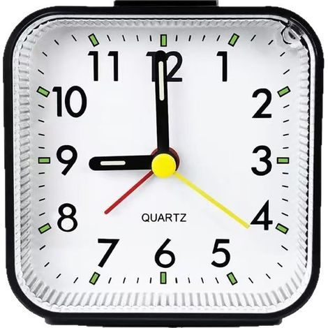 Analoger Wecker, lautlos, nicht tickend, mit Licht, Schlummerfunktion, batteriebetrieben, lauter Alarm, schwarz, keine Batterie