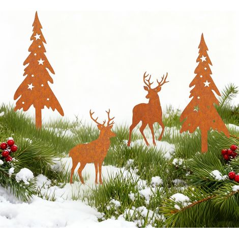 Piquet jardin rouille Décoration Noël Décoration Noël Décoration jardin d extérieur Renne Décoration Noël pelouse (1/5)
