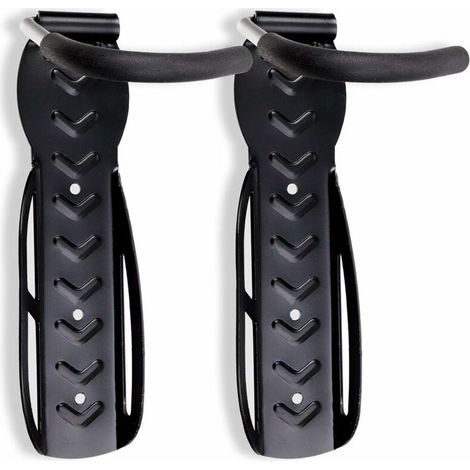 Crochet mural pour vélo fixe – Support mural noir, lot de 2 pièces en acier robuste avec fixation murale incluse (1/5)