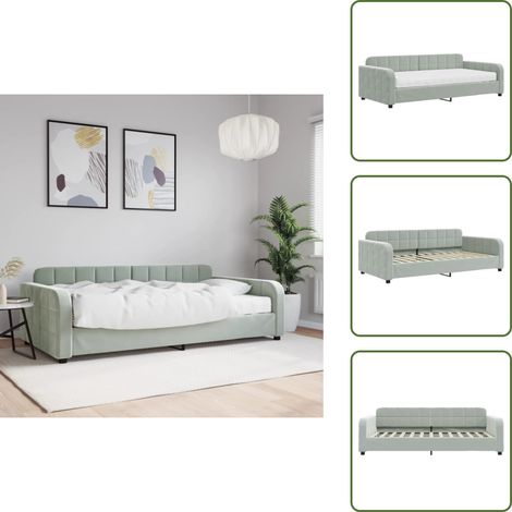 Sofá cama gris claro - vidaXL Sofá cama con colchón terciopelo gris claro 100x200 cm - Sofá cama 2 en 1