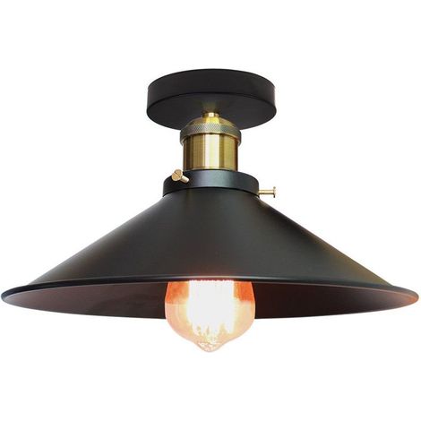 30CM Ceiling Lamp Umbrella Hat Design, Retro Industrial Metal Chandeliers E27 - Black (1/5)