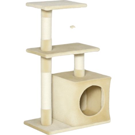 Arbre à chat, bois durable, design multi-niveaux, Beige (1/2)