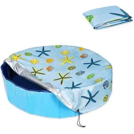 Housse de piscine ronde pliable pour chien 16020cm revêtement en PVC imperméable et protection UV, étanche, lavable, accessoires de bain pour enfants
