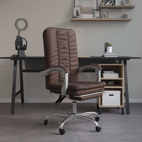 vidaXL Silla de oficina reclinable cuero sintético marrón (1/5)