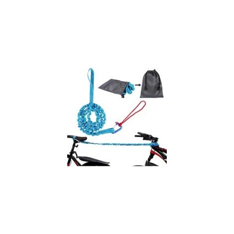 Cuerda de remolque para bicicleta infantil, 3 m, autorretráctil, elástica, correa de remolque, para niños, bicicleta, bicicleta de montaña o quad, azul - Crezuo