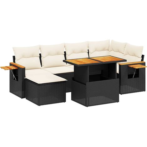 Maison Exclusive - Set Divani da Giardino con Cuscini 7pz Nero Polyrattan (1/5)