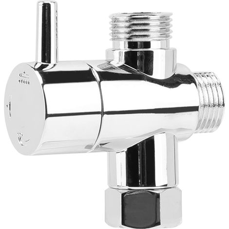 Adaptador de ducha de latón de 3 vías, válvula divisora de agua, conexión roscada para cabezal de ducha fijo y de mano. (1/5)