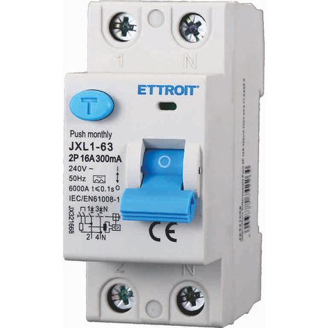 ETTROIT JX321668 Reiner Fehlerstromschutzschalter 2P 16A 300mA 220V 6KA KLASSE A (1/3)