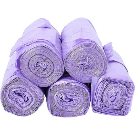 Lot de 5 sacs poubelle portables avec poignée pour la maison, le bureau et la cuisine (violet)-100 Pcs-Purple (1/4)