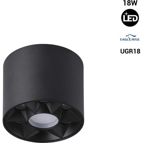 Applique plafond LED 8W - UGR18 - Driver Eaglerise - Blanc Chaud - Noir (1/5)