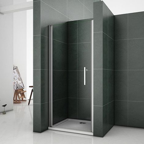 Porta Doccia Per Nicchia Apertura Battente In Vetro 6 mm Temperato Trasparente Anticalcare Telaio Cromo Lucido 90x185 cm Piatto Doccia 90x90cm (1/5)
