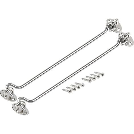2pcs Loquet à crochet et à œillet, crochet de porte en acier inoxydable, loquet à œillet Serrure de Porte de Grange crochets crochet et loquet à œillet pour portails en fenêtre loquet 8 Inch (1/5)