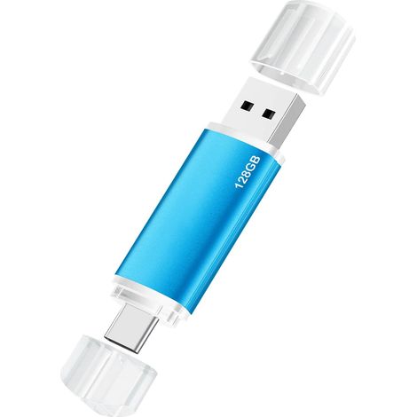 Clé USB C 128 Go 2.0, Pen Drive, OTG Clé USB pour Smartphones, ordinateurs portables, tablettes, PC, Auto (Bleu) (1/5)
