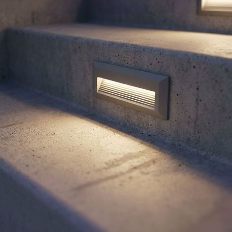 Lampada da parete grigia per esterni luce scala lampada moderna, lampada LED da officina rettangolo opaco IP65, LED 3W 110lm 4000K, LxLxA 23x2,8x8 cm (1/5)