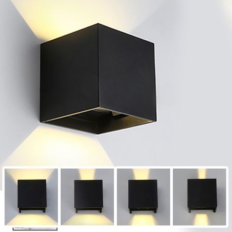 Cube lumineux LED réglable, applique murale étanche pour salle de bain, éclairage moderne et décoratif pour l'extérieur et le jardin (style industriel). Lampe de jardin/porche lumineuse. (1/2)