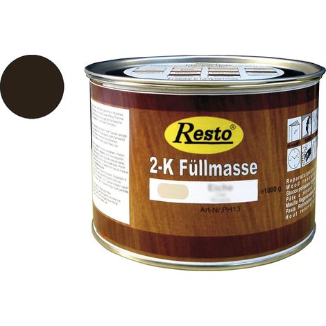 Resto 2K Füllmasse 1000g Mooreiche, 2K Spachtel, Holzkitt, Holzspachtel auf Polyesterbasis, schnell trocknend, beizbar, überstreichbar
