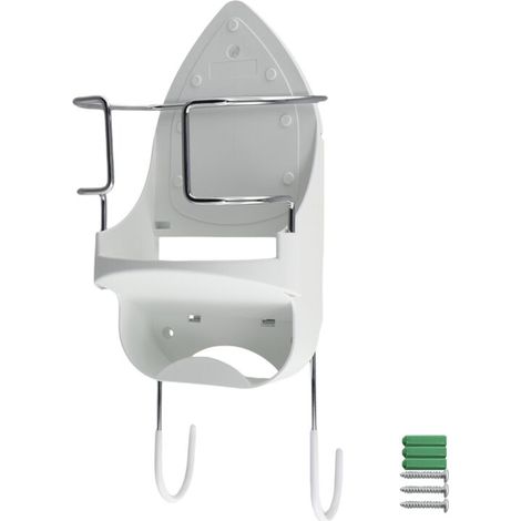 Organizador de planchado de pared con estante de almacenamiento y ganchos extraíbles para plancha eléctrica (2 unidades) (1/4)