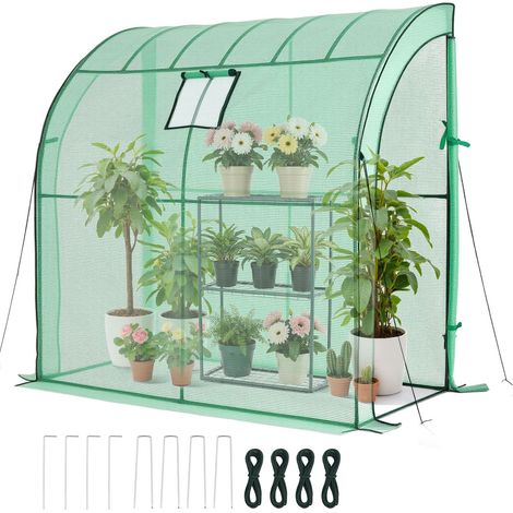 Serre de Jardin à Pied, 198x100x200 cm, avec Fenêtre, Couverture PE, 3 Étagères, Portes à Fermeture Éclair, Kit de Serre Portable pour Extérieur. (1/5)