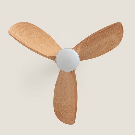 Deckenventilator mit Licht, leiser DC-Ventilator in Holzoptik (Poros Evo), Fernbedienung, 90 cm, klein (bis 10 m²), weiß (1/5)