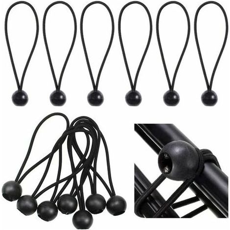 Lot de 20 tendeurs élastiques pour tentes, bâches de camping et affiches, 15 cm, noirs (1/2)