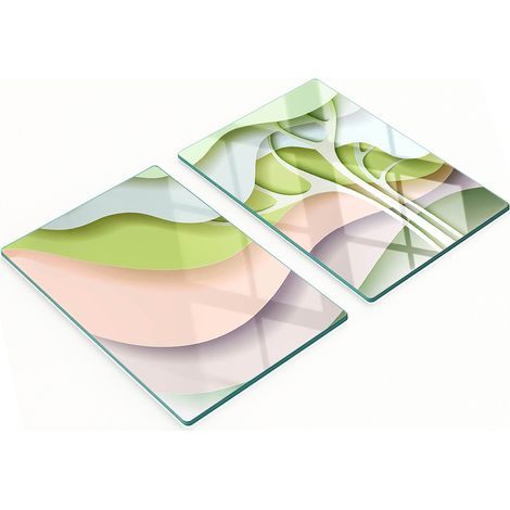 Stilvolle und robuste Glasplatten mit abstraktem Baumdruck, 2 x 40 x 52 cm (1/5)