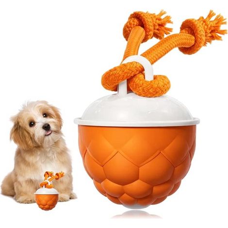Jouets pour chats et chiens - Jouets pour chiens - Jouet sauteur automatique - Balle pour chien - Convient aux chiens qui jouent seuls et mordillent - 8,5 x 7 x 5 cm - Orange - ABS Orange (1/5)