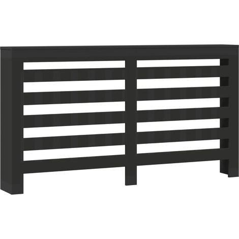 Cache-radiateur noir 175x20x82 cm bois d'ingénierie
