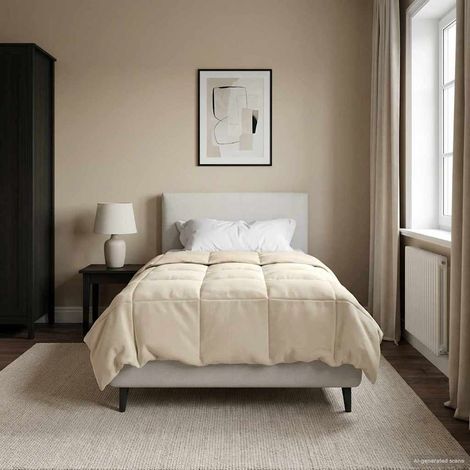 Winterbettdecke Gepolstert Creme 135 x 200 cm Mikrofaser