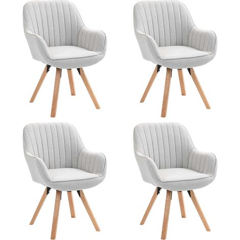 MEUBLES COSY 4er-Set skandinavische Drehstühle für das Esszimmer aus beigem Stoff