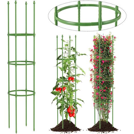 GOPLUS Lot de 2 Treillis de Jardin, Support de Plantes, avec Hauteur Réglable, Métallique Antirouille, Tête en Forme de Bourgeon, pour Plantes en Pot, Tomates, Plantes Grimpantes, pour Balcon Patio (1/5)