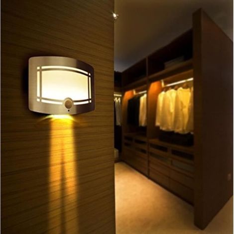 Intelligentes Wand-Nachtlicht, kabelloses LED-Nachtlicht mit Bewegungssensor, Betrieb mit 4 AA-Batterien (nicht im Lieferumfang enthalten) (1/4)