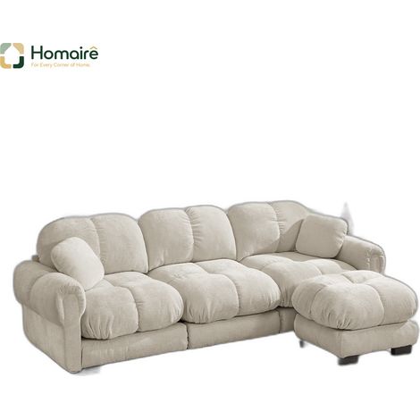 Canapé en chenille kaki avec accoudoirs 260 x 149 x 149 cm HOMAIRE (1/5)