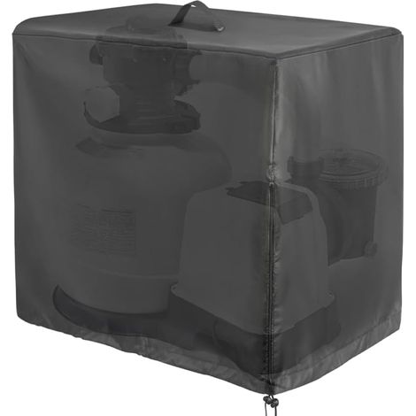 420D Sandfilterpumpenabdeckung, 66x62x72cm Schwimmbadpumpenabdeckung, Abdeckung für die meisten Aufstellpoolpumpen (Schwarz) (1/5)