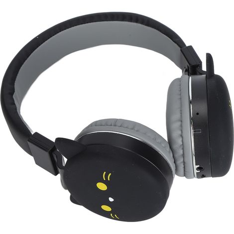 Casque audio pour enfants avec micro et motif animaux mignons - Petit chat noir (1/5)